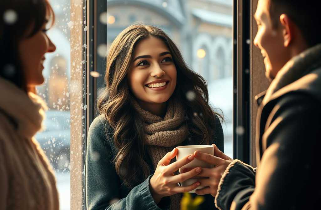 Zrelaksowana na kanapie w kawiarni, czekała na zamówienie, rozkoszując się ulubionym cappuccino i eklarem przed dniem pracy.