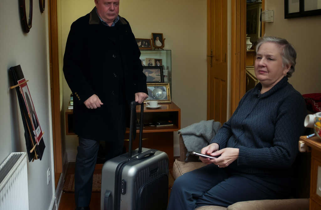 Helen never thought of asking Steve to move in with her. Dating is one thing, living together is another. On Saturday, Helen waited for Steve for their walk. She opened the door and embraced him, only to see him with two huge suitcases.